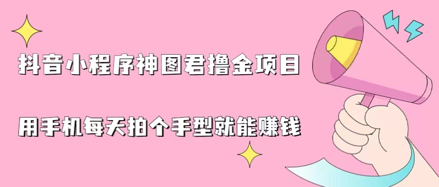 抖音小程序神图君撸金项目，用手机每天拍个手型挂载一下小程序就能赚钱-锦宝资源站