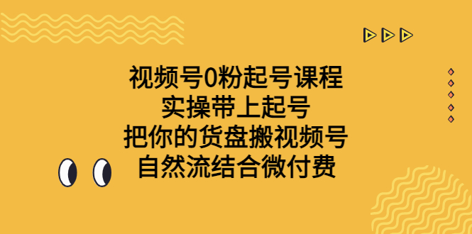 视频号0粉起号课程 实操带上起号 把你的货盘搬视频号 自然流结合微付费-锦宝资源站