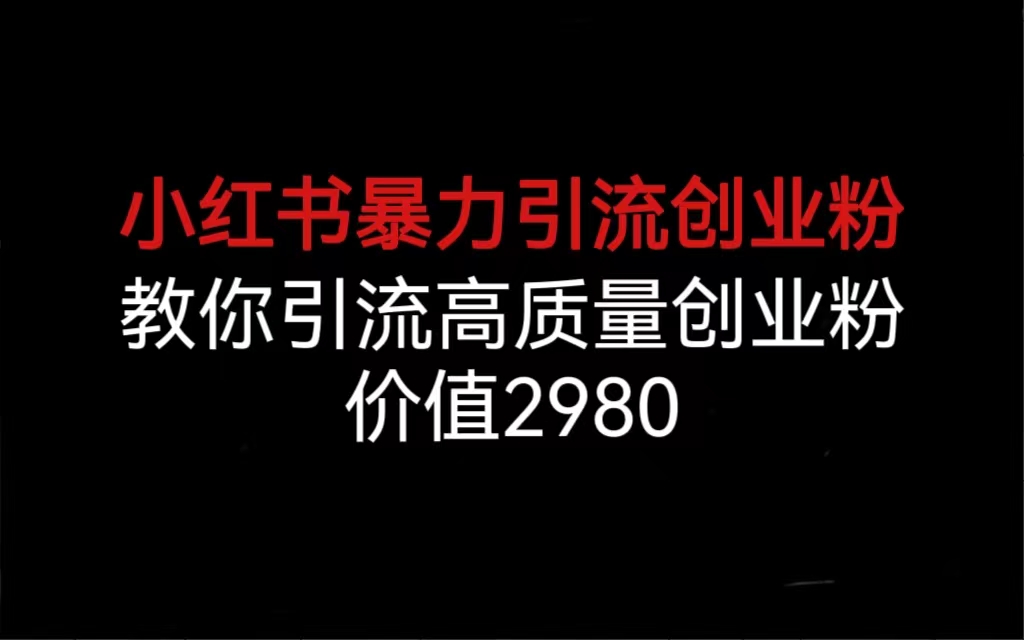 小红书暴力引流创业粉，教你引流高质量创业粉，价值2980-锦宝资源站