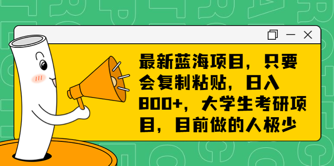最新蓝海项目，只要会复制粘贴，日入800+，大学生考研项目，目前做的人极少-锦宝资源站