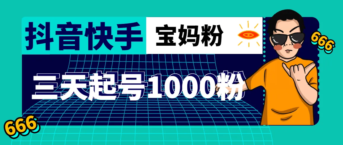 抖音快手三天起号涨粉1000宝妈粉丝的核心方法【详细玩法教程】-锦宝资源站
