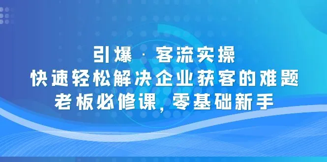 引爆·客流实操：快速轻松解决企业获客的难题，老板必修课，零基础新手-锦宝资源站