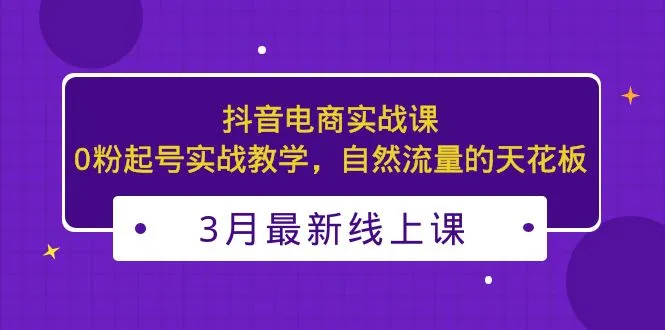 抖音电商实战课：0粉起号实战教学，自然流量的天花板-锦宝资源站