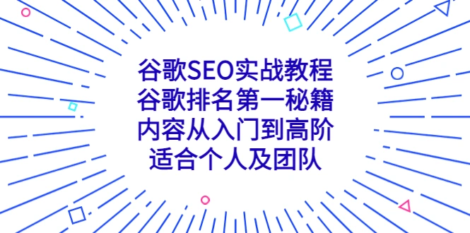 谷歌SEO实战教程：谷歌排名第一秘籍，内容从入门到高阶，适合个人及团队-锦宝资源站
