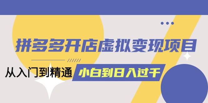 拼多多开店虚拟变现项目：入门到精通 从小白到日入1000（完整版）4月10更新-锦宝资源站