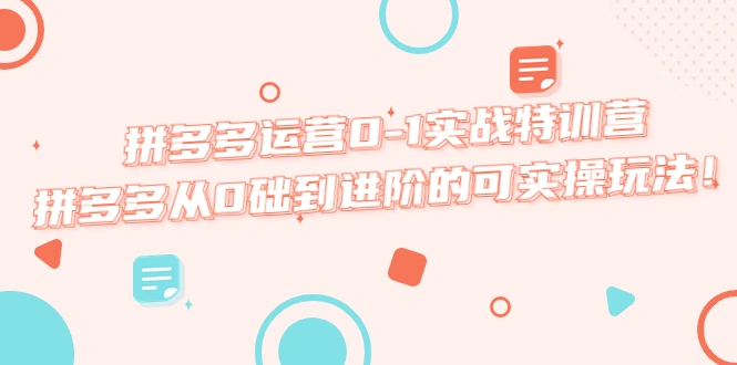 拼多多运营0-1实战特训营，拼多多从0础到进阶的可实操玩法！-锦宝资源站