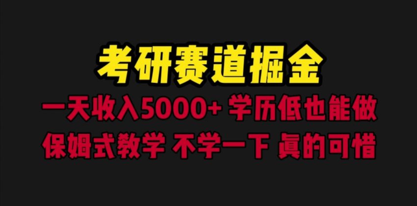 考研赛道掘金，一天5000+学历低也能做，保姆式教学，不学一下，真的可惜-锦宝资源站
