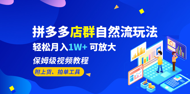 拼多多店群自然流玩法，轻松月入1W+ 保姆级视频教程（附上货、拍单工具）-锦宝资源站