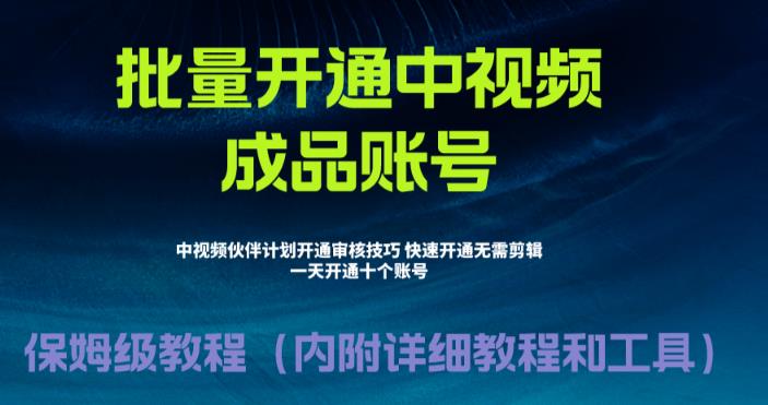 外面收费1980暴力开通中视频计划教程，附 快速通过中视频伙伴计划的办法-锦宝资源站