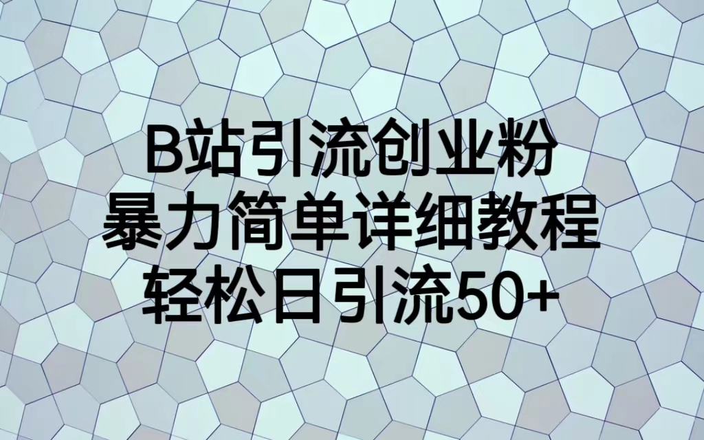 B站引流创业粉，暴力简单详细教程，轻松日引流50+-锦宝资源站