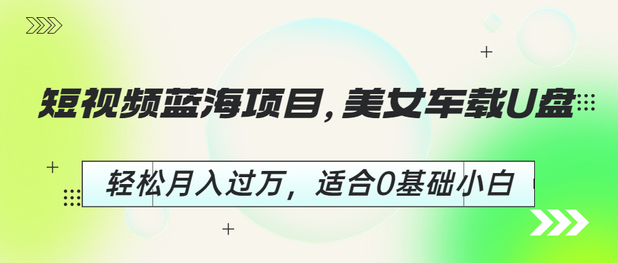 短视频蓝海项目，美女车载U盘，轻松月入过万，适合0基础小白-锦宝资源站