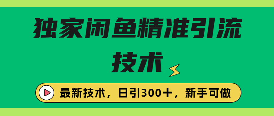 独家闲鱼引流技术，日引300＋实战玩法 -锦宝资源站
