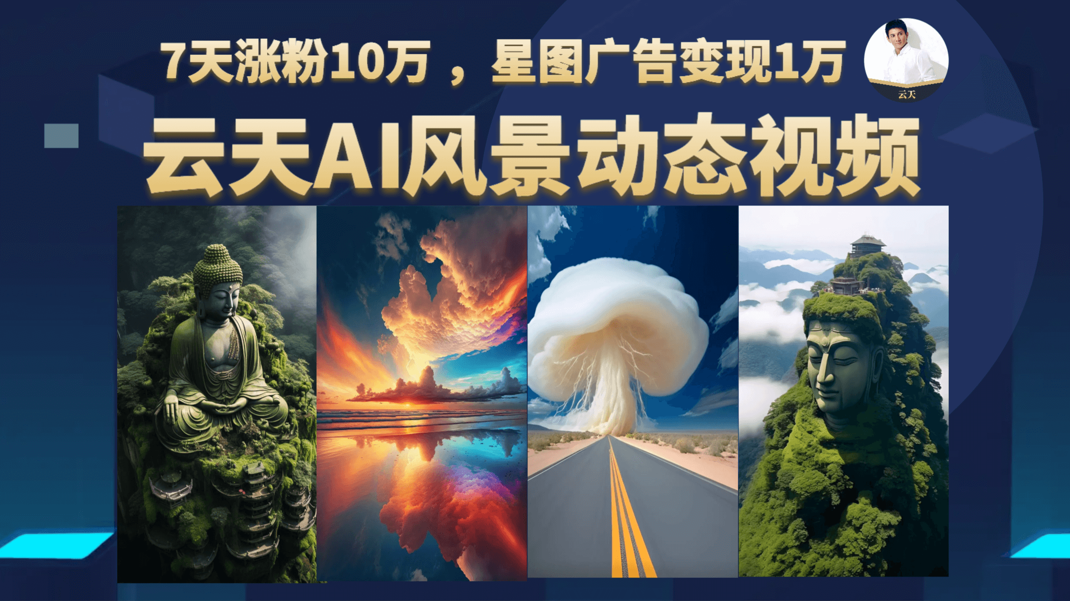 云天AI风景动图视频制作，7天涨粉10万 ，星图广告变现1万-锦宝资源站