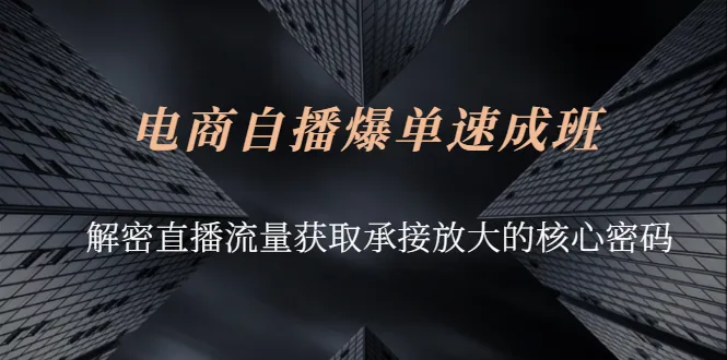 电商自播爆单速成班：解密直播流量获取承接放大的核心密码-锦宝资源站