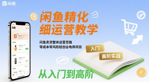闲鱼精细化运营入门+高阶实战教学，闲鱼卖货整体运营思路，零成本零风险轻创业电商项目-锦宝资源站