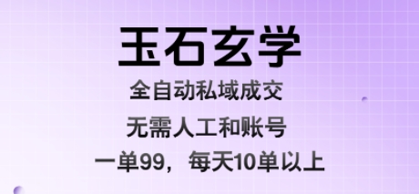 玉石玄学全自动私域成交，一单99每天十单以上，无需人工和矩阵账号，蓝海项目直接干【揭秘】-锦宝资源站