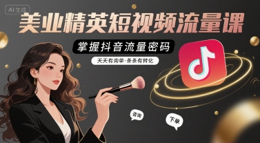 美业精英短视频流量课，掌握抖音流量密码，天天有询单，条条有转化-锦宝资源站