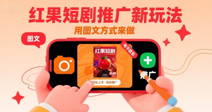 红果短剧推广新玩法，用图文方式来做，有手就会-锦宝资源站