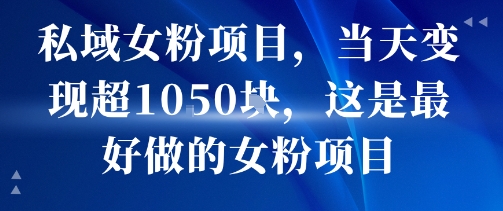私域女粉项目，当天变现超1k，这是最好做的女粉项目，可放大操作-锦宝资源站