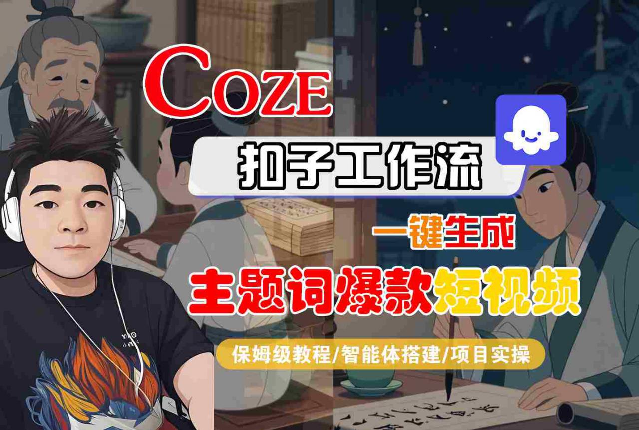 COZE扣子工作流一键生成主题词爆款短视频，保姆级教程-智能体搭建-项目实操-锦宝资源站