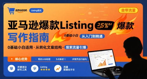 亚马逊爆款Listing写作方法，亚马逊0基础小白也能写爆款自带流量的Listing-锦宝资源站