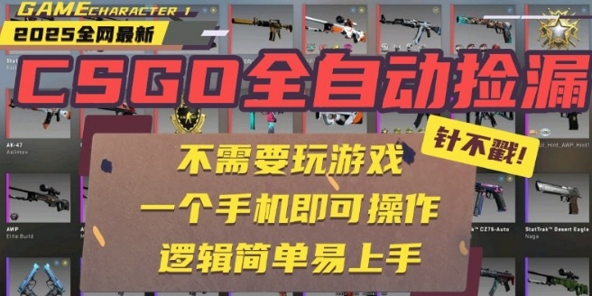CSGO自动捡漏项目，最新独家玩法，一个手机即可操作，新手小白轻松月入1W+，操作简单易上手【揭秘】-锦宝资源站