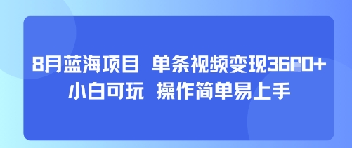 8月AI蓝海项目，单条视频变现1k+ 小白可玩 操作简单易上手-锦宝资源站