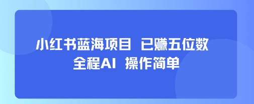 小红书蓝海项目，全程AI，操作简单，已挣五位数-锦宝资源站