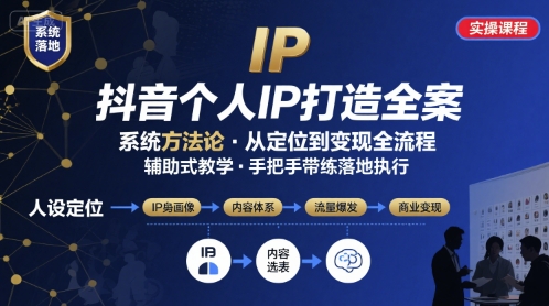 抖音个人IP系统落地实操大课，实操课程，辅助落地-锦宝资源站