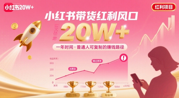 一年时间靠小红书带货项目年入20w+，最不能错的大红利项目-锦宝资源站
