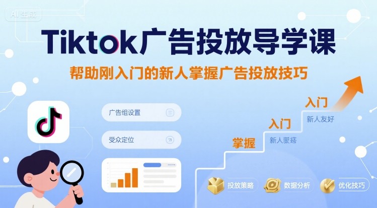 Tiktok广告投放导学课，帮助刚入门的新人掌握广告投放技巧-锦宝资源站