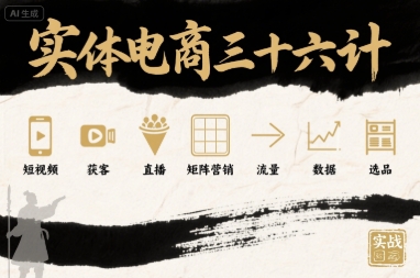 实体电商三十六计，短视频-获客-直播-矩阵营销-流量-数据-选品-锦宝资源站