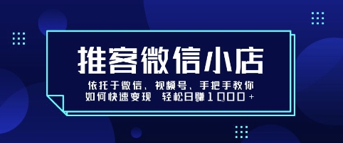 推客微信小店依托于微信、视频号，手把手教你如何快速变现 轻松日入1k+【揭秘】-锦宝资源站
