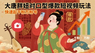 大唐胖妞对口型爆款短视频玩法，快速起千粉万粉号-锦宝资源站