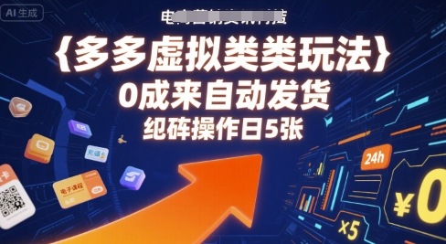 多多虚拟类目玩法，0成本全自动发货，矩阵操作日5张-锦宝资源站