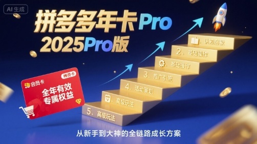 拼多多年卡2025Pro版，五大板块从认知到基础、从推广到活动、从活动到玩法-锦宝资源站