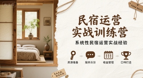 民宿运营实战训练营，系统性民宿运营实战经验-锦宝资源站