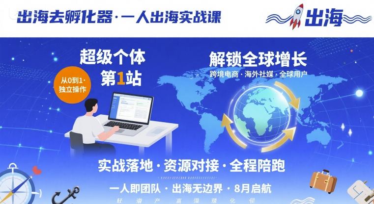 出海去孵化器，一人出海实战课，​超级个体第1站，解锁全球增长-锦宝资源站