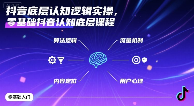 抖音底层认知逻辑实操，零基础抖音认知底层课程-锦宝资源站