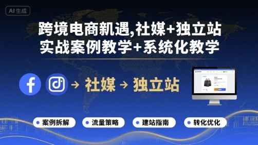 跨境电商新机遇，社媒+独立站，实战案例教学+系统化教学-锦宝资源站