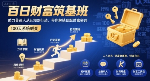 百日财富筑基班，助力普通人从认知到行动，带你解锁顶级财富密码-锦宝资源站