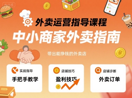 外卖运营指导课程，中小商家外卖指南，手把手带出能挣钱的外卖店-锦宝资源站