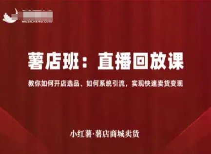 小红薯薯店商城卖货直播回放课，教你如何开店选品、如何系统引流，实现快速卖货变现-锦宝资源站