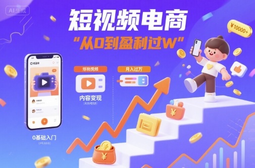 短视频电商：短视频变现从0到盈利过W-锦宝资源站
