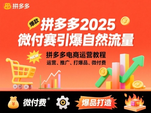 拼多多2025微付赛引爆自然流量，拼多多电商运营教程，运营、推广、打爆品、微付费-锦宝资源站