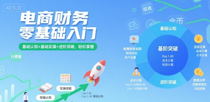 电商财务零基础入门，基础认知+基础实操+进阶突破，轻松掌握-锦宝资源站