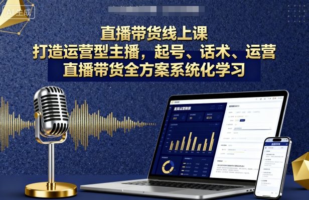 直播带货线上课，打造运营型主播，起号、话术、运营，直播带货全方案系统化学习-锦宝资源站