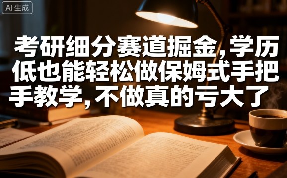 考研细分赛道掘金，日入1k+，学历低也能轻松做保姆式手把手教学，不做真的亏大了【揭秘】-锦宝资源站