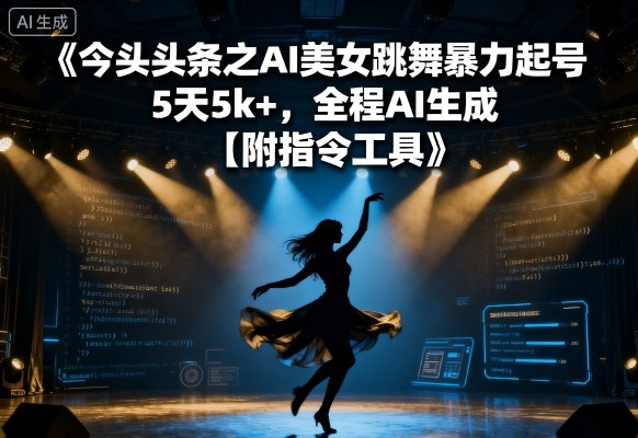 今日头条之AI美女跳舞暴力起号，5天1k+，全程AI生成【附指令工具】-锦宝资源站