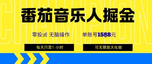 番茄音乐人掘金，单账号最高可撸1k+，可无限矩阵去做，零投入-锦宝资源站